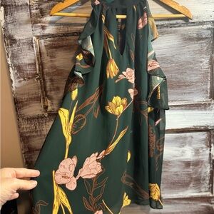 Kimi and Kai Floral Ruffle Blouse - Green and Yellow